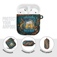 Beer Lovers Cheers To Good Times AirPods Case Urban Graffiti Pattern With Frothy Clinking Mugs Art