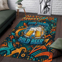 Beer Lovers Cheers To Good Times Area Rug Urban Graffiti Pattern With Frothy Clinking Mugs Art
