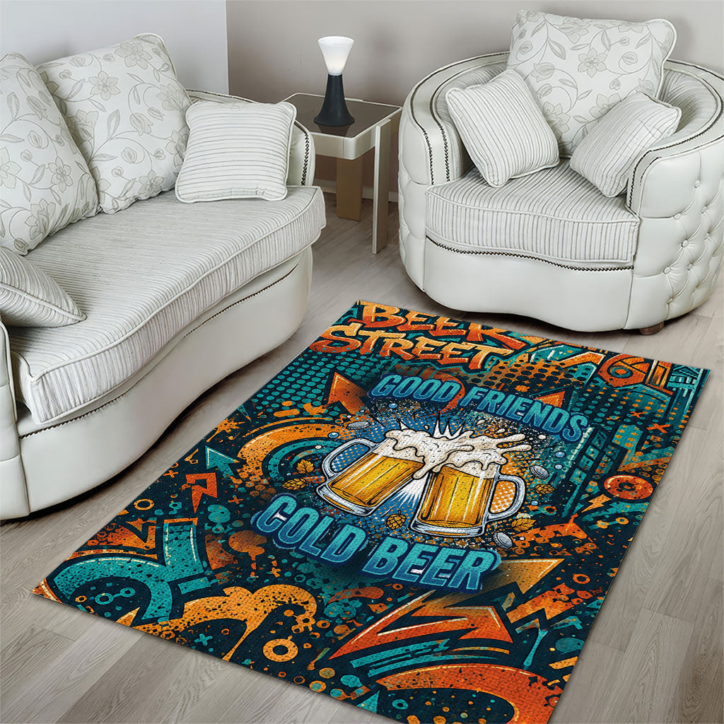 Beer Lovers Cheers To Good Times Area Rug Urban Graffiti Pattern With Frothy Clinking Mugs Art