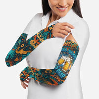 Beer Lovers Cheers To Good Times Arm Sleeves Urban Graffiti Pattern With Frothy Clinking Mugs Art