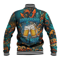 Beer Lovers Cheers To Good Times Baseball Jacket Urban Graffiti Pattern With Frothy Clinking Mugs Art