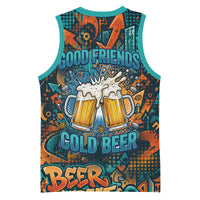 Beer Lovers Cheers To Good Times Basketball Jersey Urban Graffiti Pattern With Frothy Clinking Mugs Art