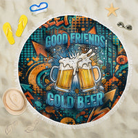 Beer Lovers Cheers To Good Times Beach Blanket Urban Graffiti Pattern With Frothy Clinking Mugs Art