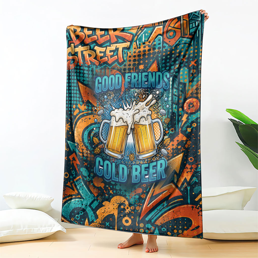 Beer Lovers Cheers To Good Times Blanket Urban Graffiti Pattern With Frothy Clinking Mugs Art