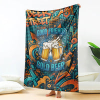 Beer Lovers Cheers To Good Times Blanket Urban Graffiti Pattern With Frothy Clinking Mugs Art