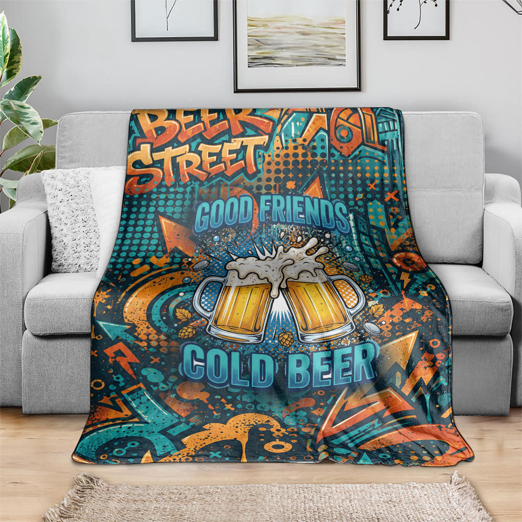 Beer Lovers Cheers To Good Times Blanket Urban Graffiti Pattern With Frothy Clinking Mugs Art