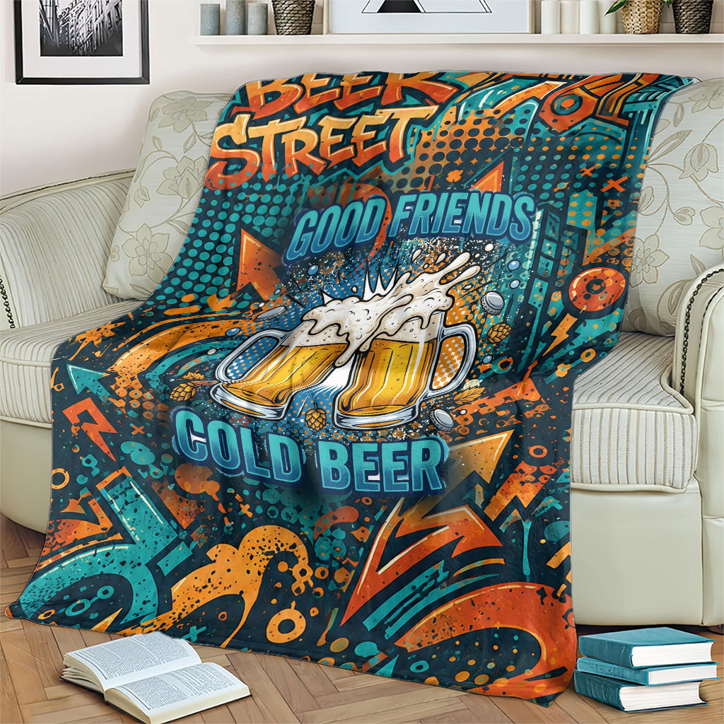 Beer Lovers Cheers To Good Times Blanket Urban Graffiti Pattern With Frothy Clinking Mugs Art