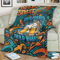 Beer Lovers Cheers To Good Times Blanket Urban Graffiti Pattern With Frothy Clinking Mugs Art