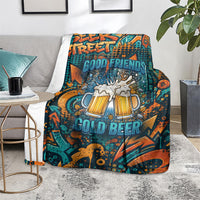 Beer Lovers Cheers To Good Times Blanket Urban Graffiti Pattern With Frothy Clinking Mugs Art