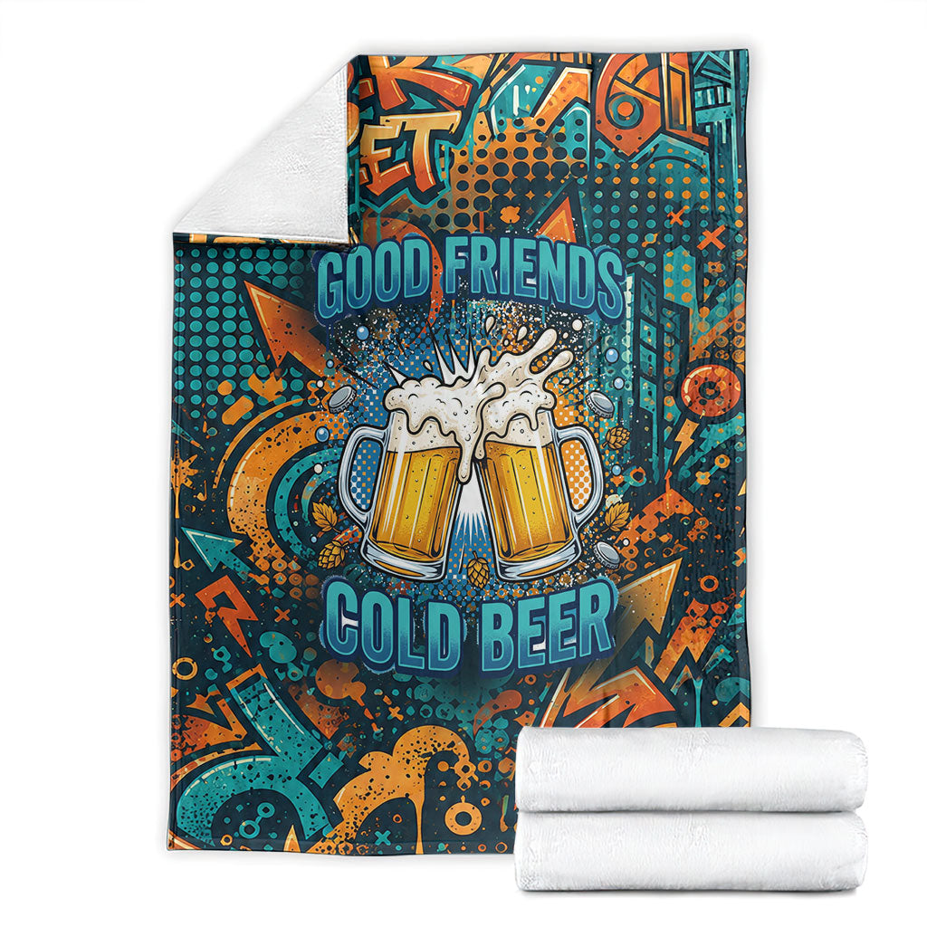 Beer Lovers Cheers To Good Times Blanket Urban Graffiti Pattern With Frothy Clinking Mugs Art