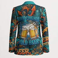 Beer Lovers Cheers To Good Times Blazer Urban Graffiti Pattern With Frothy Clinking Mugs Art