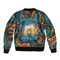 Beer Lovers Cheers To Good Times Bomber Jacket Urban Graffiti Pattern With Frothy Clinking Mugs Art