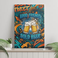 Beer Lovers Cheers To Good Times Canvas Wall Art Urban Graffiti Pattern With Frothy Clinking Mugs Art