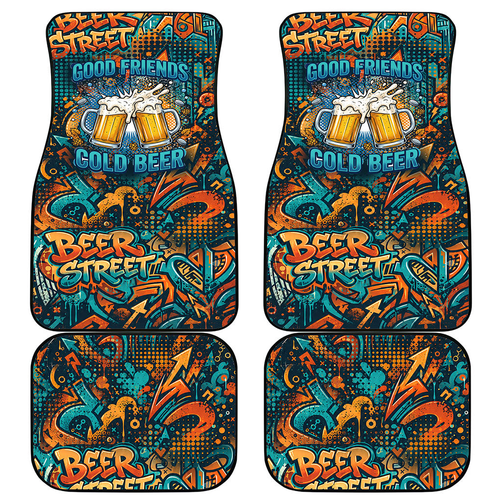 Beer Lovers Cheers To Good Times Car Mats Urban Graffiti Pattern With Frothy Clinking Mugs Art