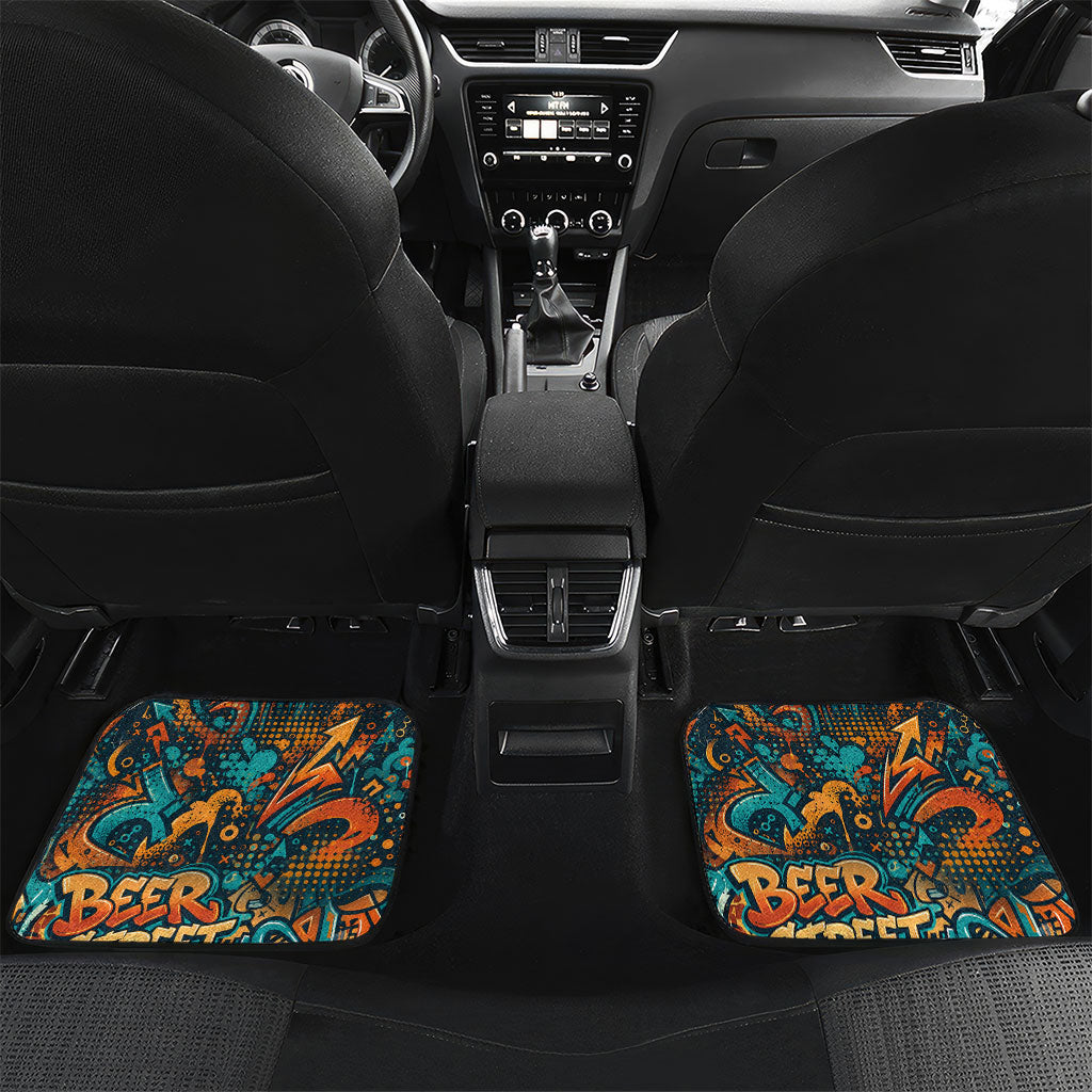 Beer Lovers Cheers To Good Times Car Mats Urban Graffiti Pattern With Frothy Clinking Mugs Art