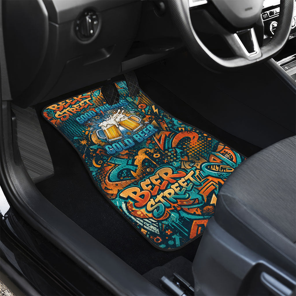 Beer Lovers Cheers To Good Times Car Mats Urban Graffiti Pattern With Frothy Clinking Mugs Art