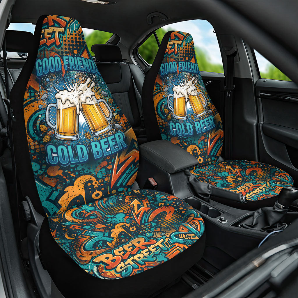 Beer Lovers Cheers To Good Times Car Seat Cover Urban Graffiti Pattern With Frothy Clinking Mugs Art