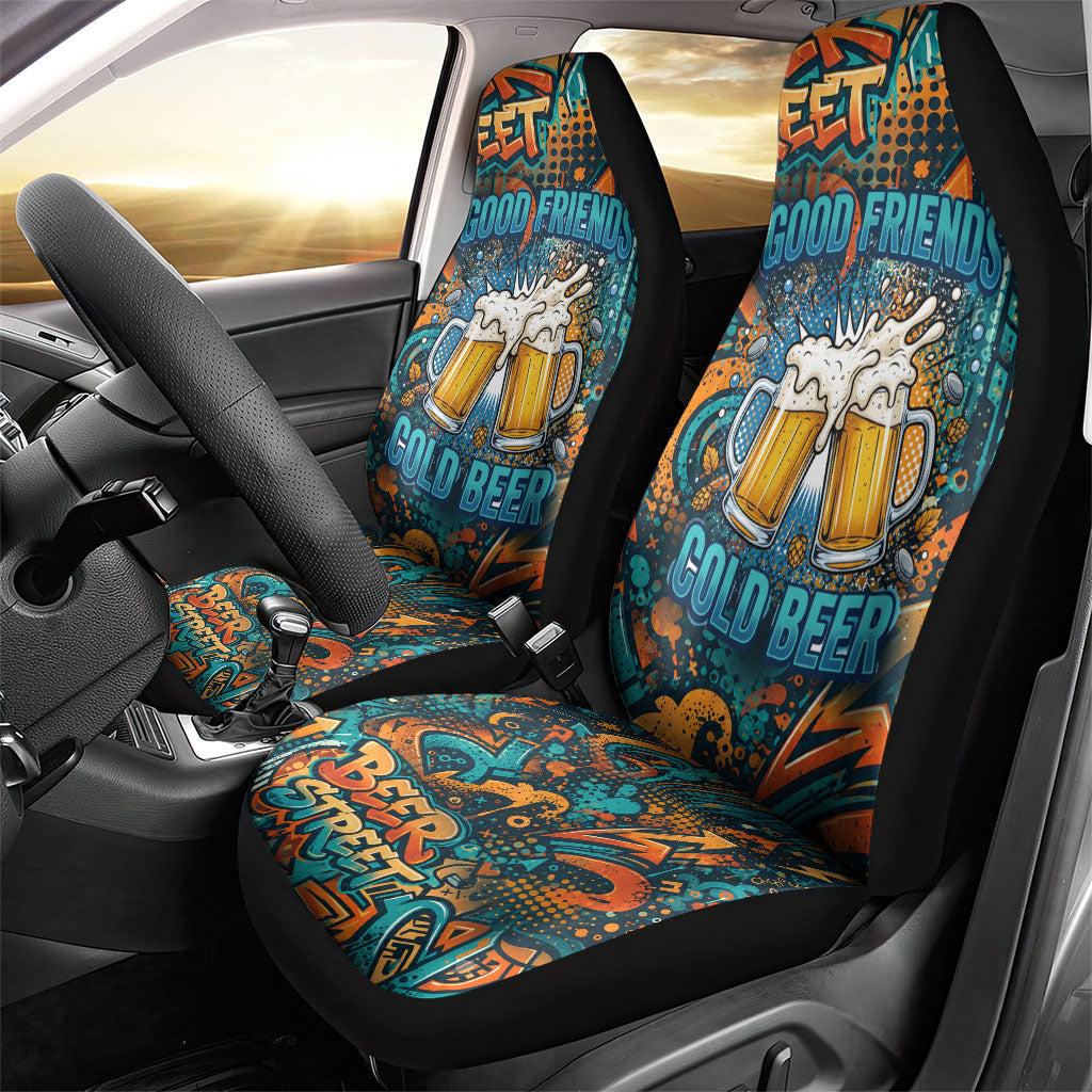 Beer Lovers Cheers To Good Times Car Seat Cover Urban Graffiti Pattern With Frothy Clinking Mugs Art