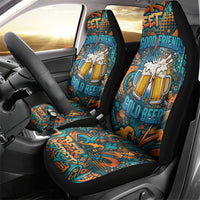 Beer Lovers Cheers To Good Times Car Seat Cover Urban Graffiti Pattern With Frothy Clinking Mugs Art