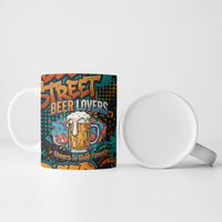 Beer Lovers Cheers To Good Times Ceramic Mug Urban Graffiti Pattern With Frothy Clinking Mugs Art