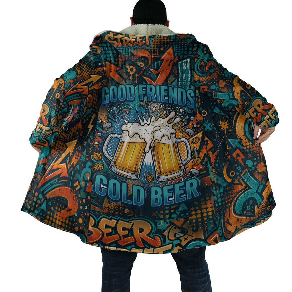 Beer Lovers Cheers To Good Times Cloak Urban Graffiti Pattern With Frothy Clinking Mugs Art