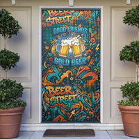 Beer Lovers Cheers To Good Times Door Cover Urban Graffiti Pattern With Frothy Clinking Mugs Art