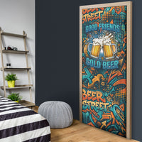 Beer Lovers Cheers To Good Times Door Cover Urban Graffiti Pattern With Frothy Clinking Mugs Art