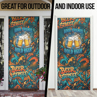 Beer Lovers Cheers To Good Times Door Cover Urban Graffiti Pattern With Frothy Clinking Mugs Art