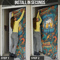 Beer Lovers Cheers To Good Times Door Cover Urban Graffiti Pattern With Frothy Clinking Mugs Art
