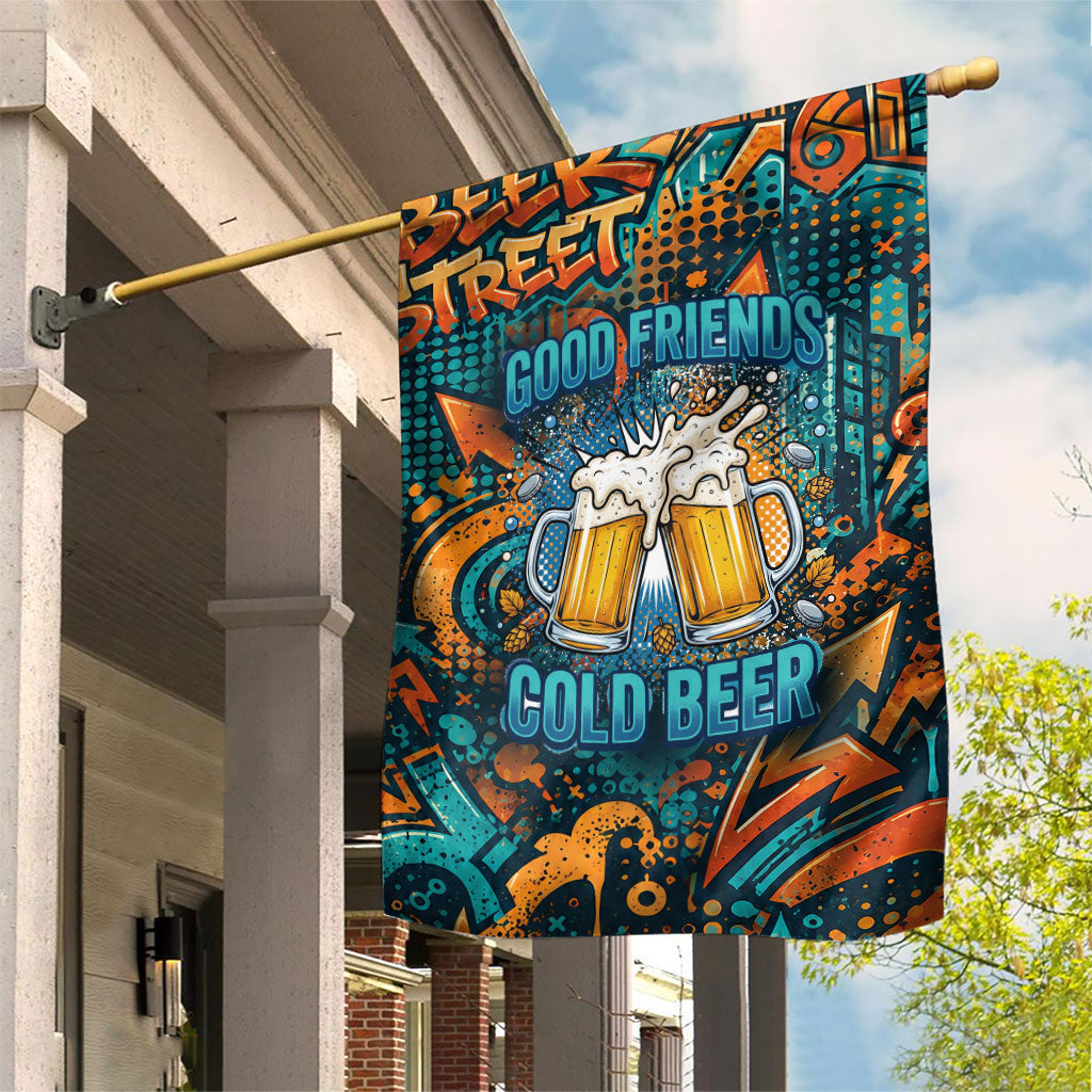 Beer Lovers Cheers To Good Times Garden Flag Urban Graffiti Pattern With Frothy Clinking Mugs Art