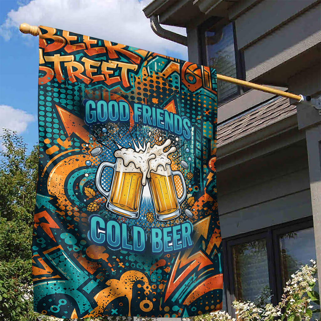 Beer Lovers Cheers To Good Times Garden Flag Urban Graffiti Pattern With Frothy Clinking Mugs Art