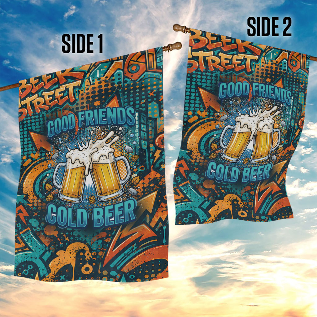 Beer Lovers Cheers To Good Times Garden Flag Urban Graffiti Pattern With Frothy Clinking Mugs Art