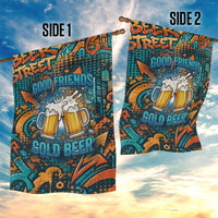 Beer Lovers Cheers To Good Times Garden Flag Urban Graffiti Pattern With Frothy Clinking Mugs Art