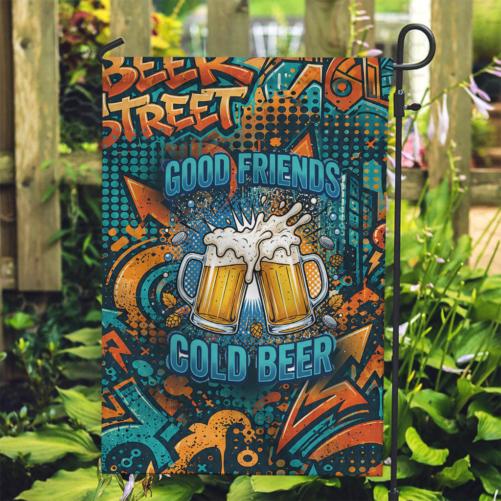 Beer Lovers Cheers To Good Times Garden Flag Urban Graffiti Pattern With Frothy Clinking Mugs Art