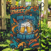 Beer Lovers Cheers To Good Times Garden Flag Urban Graffiti Pattern With Frothy Clinking Mugs Art