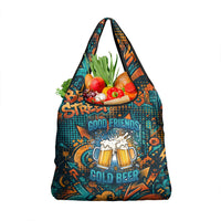 Beer Lovers Cheers To Good Times Grocery Bag Urban Graffiti Pattern With Frothy Clinking Mugs Art