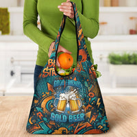 Beer Lovers Cheers To Good Times Grocery Bag Urban Graffiti Pattern With Frothy Clinking Mugs Art