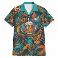Beer Lovers Cheers To Good Times Hawaiian Shirt Urban Graffiti Pattern With Frothy Clinking Mugs Art