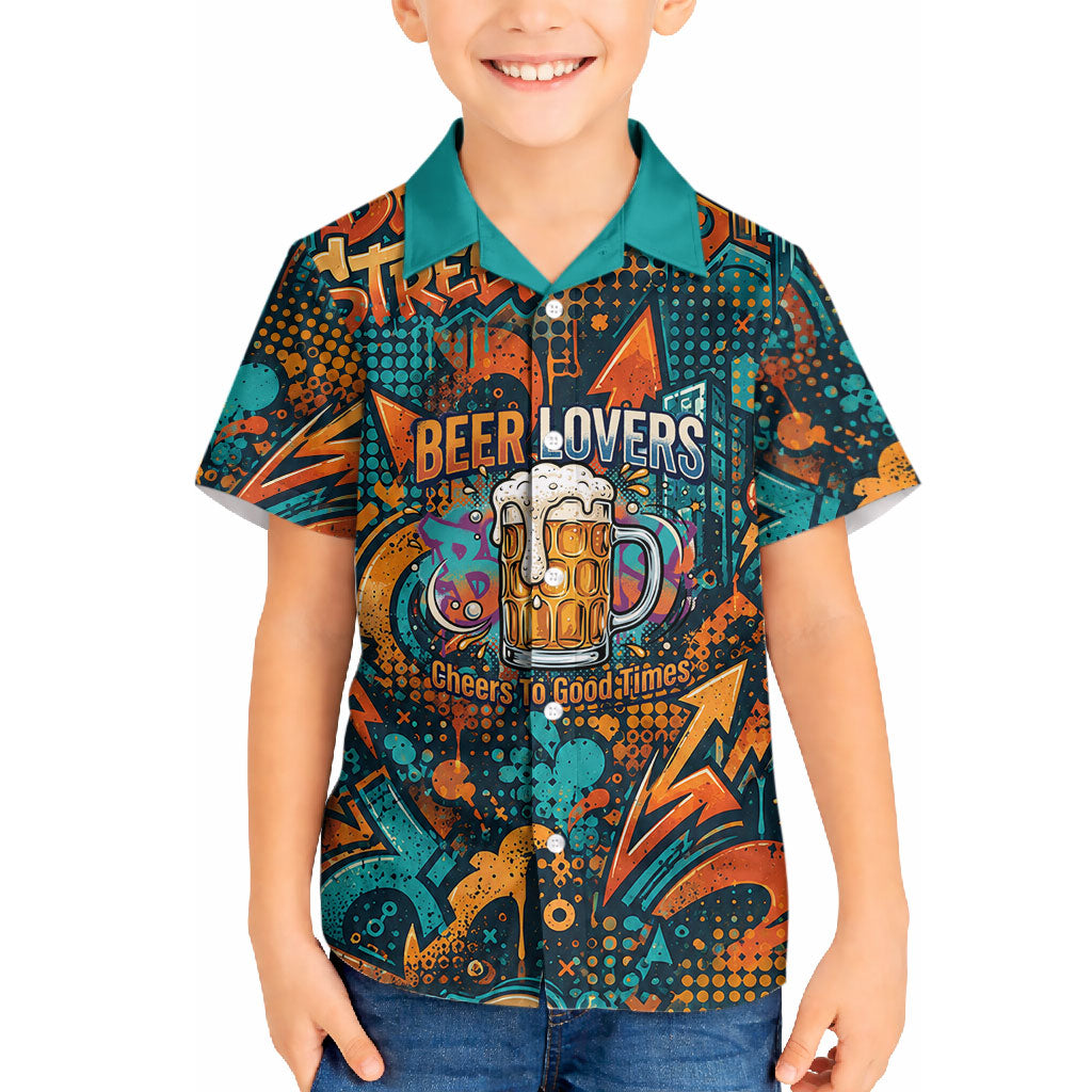 Beer Lovers Cheers To Good Times Hawaiian Shirt Urban Graffiti Pattern With Frothy Clinking Mugs Art