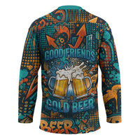 Beer Lovers Cheers To Good Times Hockey Jersey Urban Graffiti Pattern With Frothy Clinking Mugs Art
