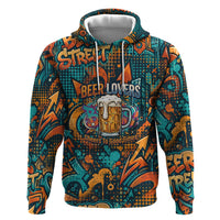 Beer Lovers Cheers To Good Times Hoodie Urban Graffiti Pattern With Frothy Clinking Mugs Art