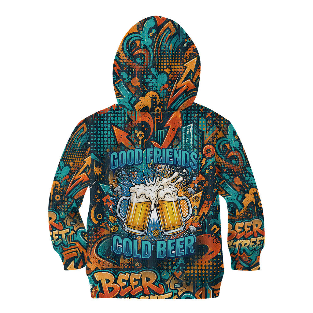 Beer Lovers Cheers To Good Times Kid Hoodie Urban Graffiti Pattern With Frothy Clinking Mugs Art