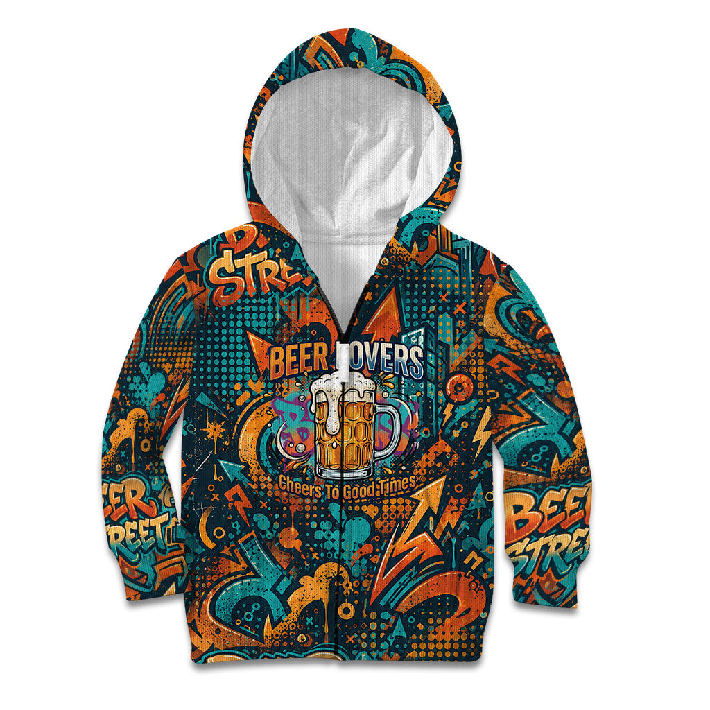Beer Lovers Cheers To Good Times Kid Hoodie Urban Graffiti Pattern With Frothy Clinking Mugs Art