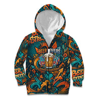 Beer Lovers Cheers To Good Times Kid Hoodie Urban Graffiti Pattern With Frothy Clinking Mugs Art