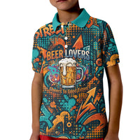 Beer Lovers Cheers To Good Times Kid Polo Shirt Urban Graffiti Pattern With Frothy Clinking Mugs Art