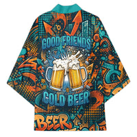 Beer Lovers Cheers To Good Times Kimono Urban Graffiti Pattern With Frothy Clinking Mugs Art