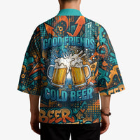 Beer Lovers Cheers To Good Times Kimono Urban Graffiti Pattern With Frothy Clinking Mugs Art