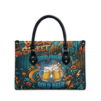 Beer Lovers Cheers To Good Times Leather Bag Urban Graffiti Pattern With Frothy Clinking Mugs Art