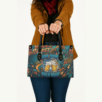 Beer Lovers Cheers To Good Times Leather Bag Urban Graffiti Pattern With Frothy Clinking Mugs Art