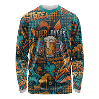 Beer Lovers Cheers To Good Times Long Sleeve Shirt Urban Graffiti Pattern With Frothy Clinking Mugs Art